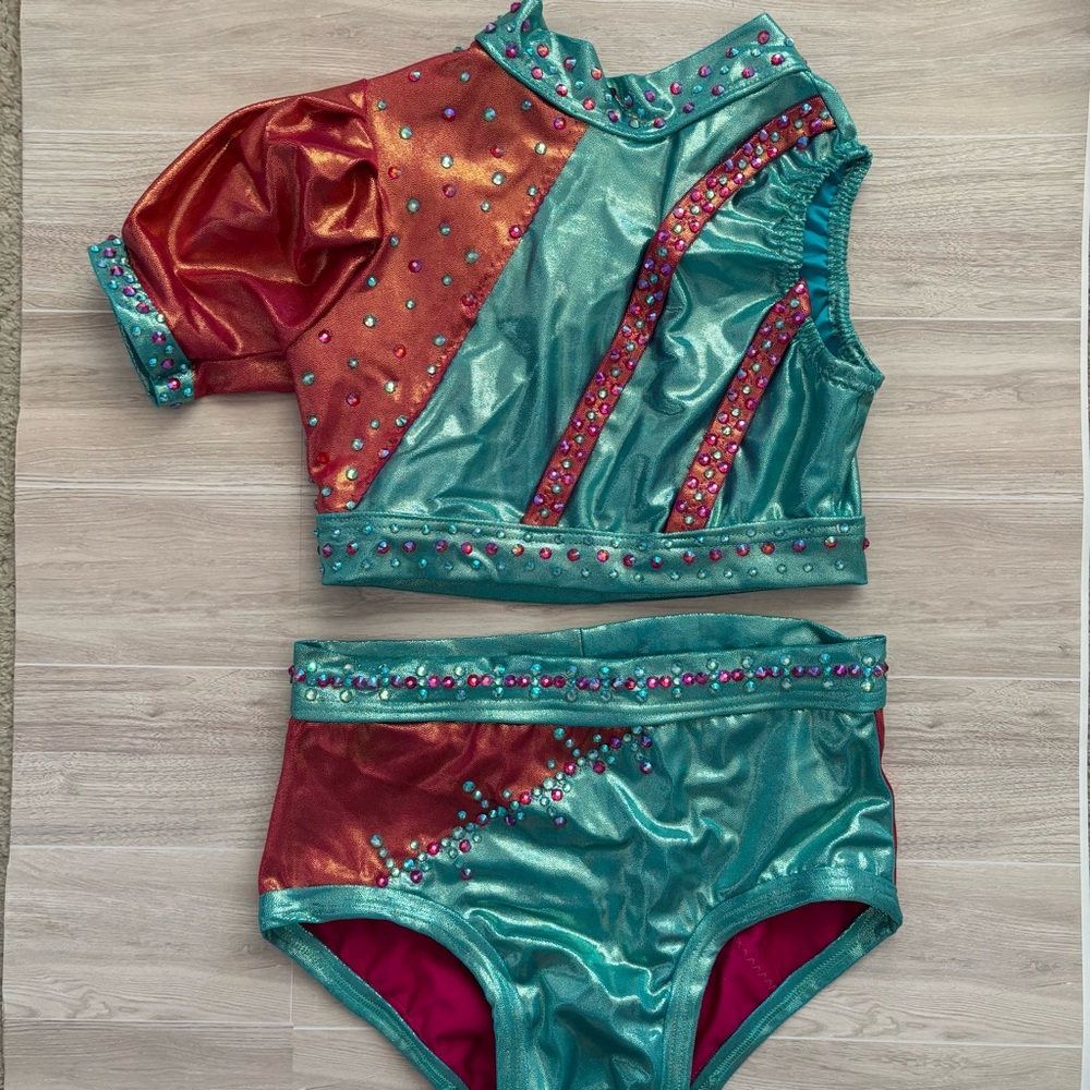 Custom Coral & Blue Metallic Costume